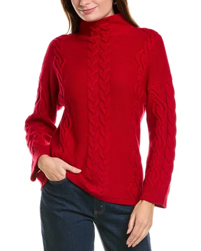 Forte Cashmere Luxe Cable Funnel Neck Wool & Cashmere-blend Tunic In Pink