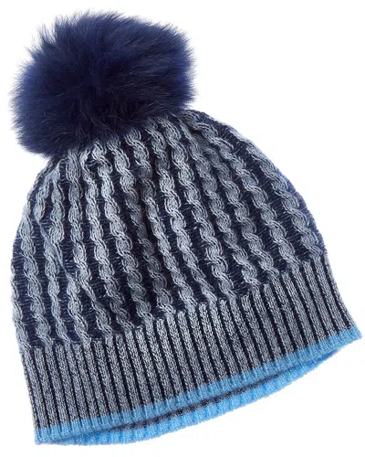 Forte Cashmere Plaited Baby Cable Cashmere Hat In Blue