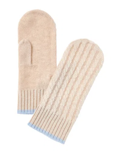 Forte Cashmere Plaited Baby Cable Cashmere Mittens In White