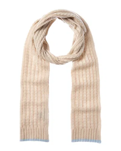 Forte Cashmere Plaited Baby Cable Cashmere Scarf In White