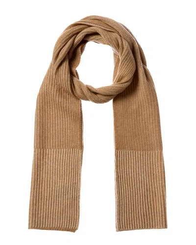 Forte Cashmere Plaited Border Stripe Cashmere Scarf In Brown