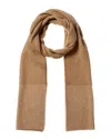 Forte Cashmere Plaited Border Stripe Cashmere Scarf In White