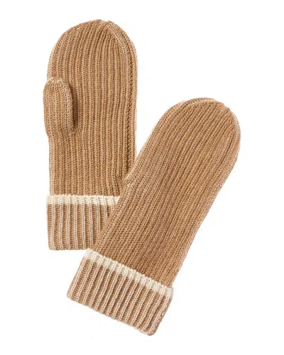Forte Cashmere Plaited Cashmere Mittens In Brown