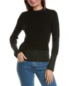 Forte Cashmere Plaited Crewneck Wool & Cashmere-blend Sweater In Black