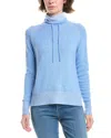 Forte Cashmere Plaited Drawstring Funnel Neck Cashmere Sweater In Blue