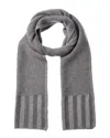 Forte Cashmere Plaited Garter Rib Trim Cashmere Scarf In Blue