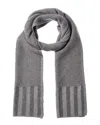 Forte Cashmere Plaited Garter Rib Trim Cashmere Scarf In Blue