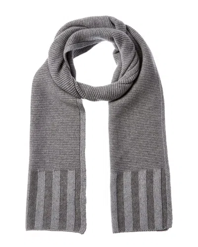 FORTE CASHMERE PLAITED GARTER RIB TRIM CASHMERE SCARF