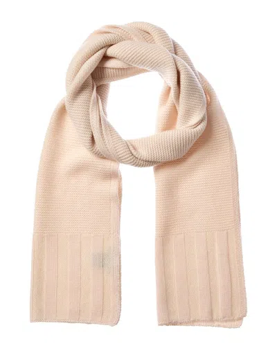 Forte Cashmere Plaited Garter Rib Trim Cashmere Scarf In Pink