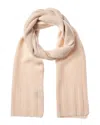 Forte Cashmere Plaited Garter Rib Trim Cashmere Scarf In Pink