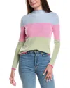 Forte Cashmere Plaited Honeycomb Wide Stripe Cashmere Pullover In Multi