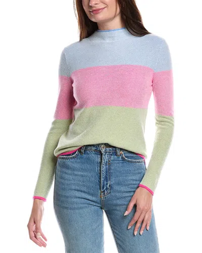 Forte Cashmere Plaited Honeycomb Wide Stripe Cashmere Pullover In Multi