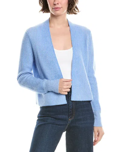 Forte Cashmere Plaited Rib Cashmere Cardigan In Blue