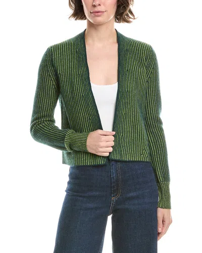 Forte Cashmere Plaited Rib Cashmere Cardigan In Green