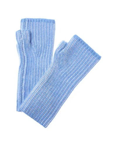 Forte Cashmere Plaited Rib Cashmere Texting Gloves In Blue