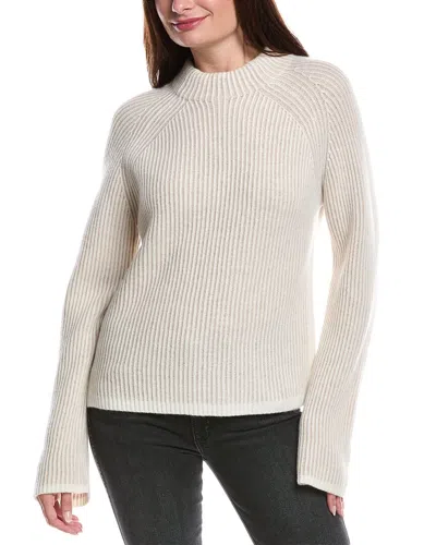 Forte Cashmere Plaited Rib Funnel Neck Cashmere Sweater In Neutral