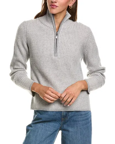 Forte Cashmere Plaited Rib Zip Mock 100% Cashmere Sweater In Animal Print