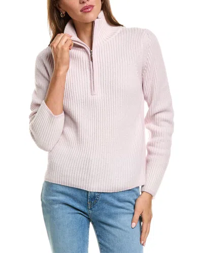 Forte Cashmere Plaited Rib Zip Mock 100% Cashmere Sweater In Multi