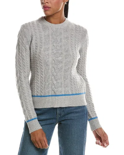Forte Cashmere Plaited Tipped Cable Crewneck 100% Cashmere Sweater In Gray