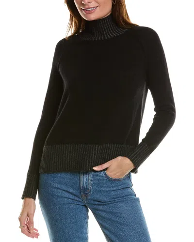 Forte Cashmere Plaited Turtleneck Cashmere Pullover In Black
