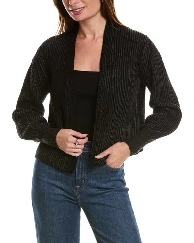 Forte Cashmere Plaited Wool & Cashmere-blend Cardigan In Black
