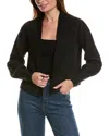 Forte Cashmere Plaited Wool & Cashmere-blend Cardigan In Black