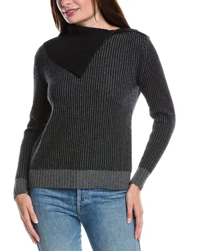 Forte Cashmere Plaited Zip Collar Turtleneck Cashmere Sweater In Multi
