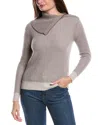 Forte Cashmere Plaited Zip Collar Turtleneck Cashmere Sweater In Gray