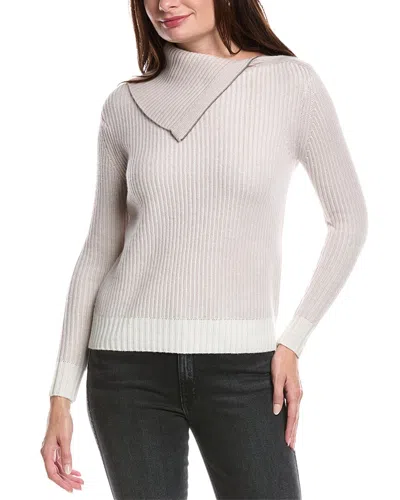 Forte Cashmere Plaited Zip Collar Turtleneck Cashmere Sweater In Multi