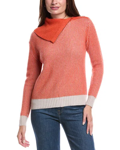 Forte Cashmere Plaited Zip Collar Turtleneck Cashmere Sweater In Red