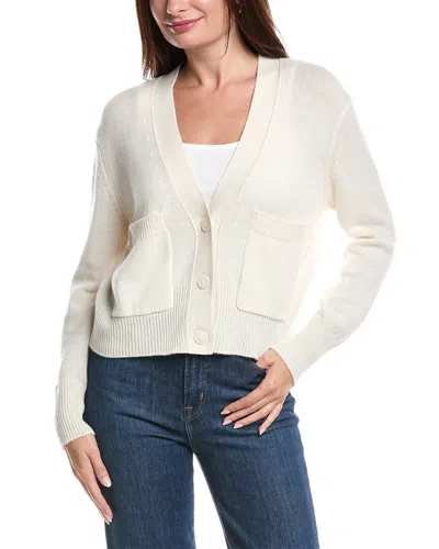 Forte Cashmere Pocket V-neck Cashmere Cardigan In White