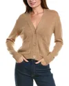 Forte Cashmere Pocket V-neck Wool & Cashmere-blend Cardigan In Brown