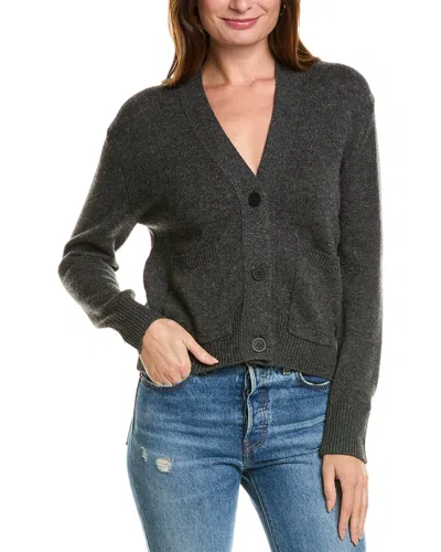 Forte Cashmere Pocket V-neck Wool & Cashmere-blend Cardigan In Grey