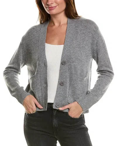Forte Cashmere Pocket V-neck Wool & Cashmere-blend Cardigan In Grey
