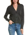 Forte Cashmere Pocket V-neck Wool & Cashmere-blend Cardigan In Grey