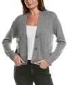 Forte Cashmere Pocket V-neck Wool & Cashmere-blend Cardigan In Grey