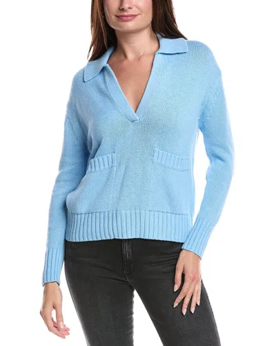 Forte Cashmere Polo Sweater In Blue