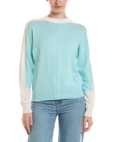 Forte Cashmere Pop Trim Dolman Cashmere Sweater In Blue
