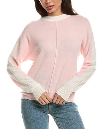 Forte Cashmere Pop Trim Dolman Cashmere Sweater In Pink