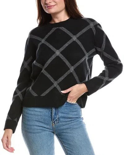 FORTE CASHMERE REVERSIBLE BIAS PLAID CASHMERE SWEATER