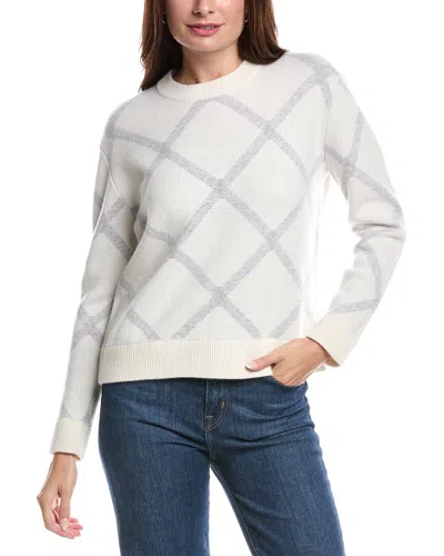 Forte Cashmere Reversible Bias Plaid Cashmere Sweater In White