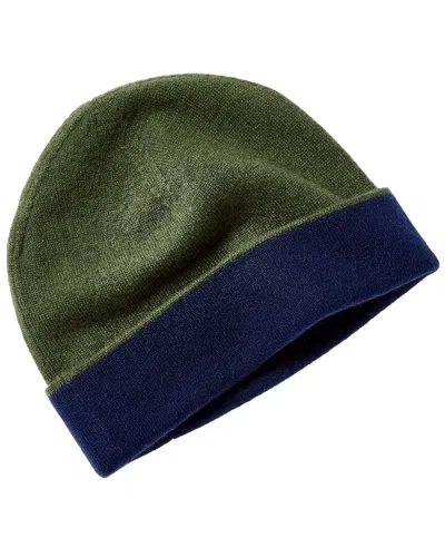 Forte Cashmere Reversible Jersey Cashmere Skull Cap In Green