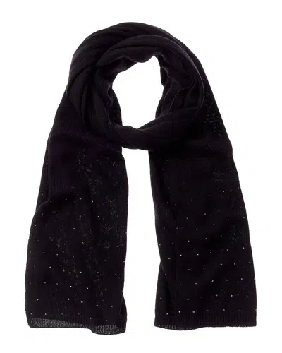 Forte Cashmere Rhinestone Border Cashmere Scarf In Black