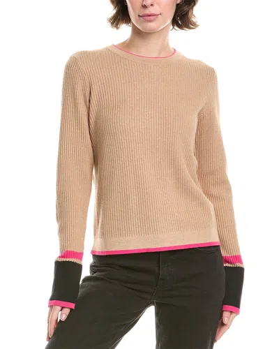 Forte Cashmere Rib Crewneck Sweater In Brown