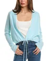 Forte Cashmere Rib Drawstring Cashmere Cardigan In Blue