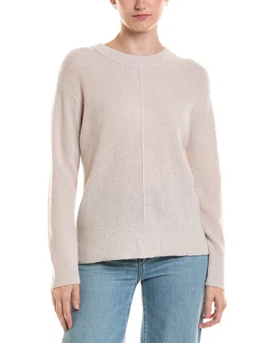Forte Cashmere Rib Easy Crewneck Cashmere Sweater In White