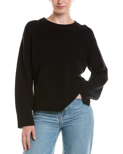 Forte Cashmere Rib Easy Crewneck Cashmere Sweater In Black