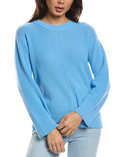 Forte Cashmere Rib Easy Crewneck Cashmere Sweater In Blue