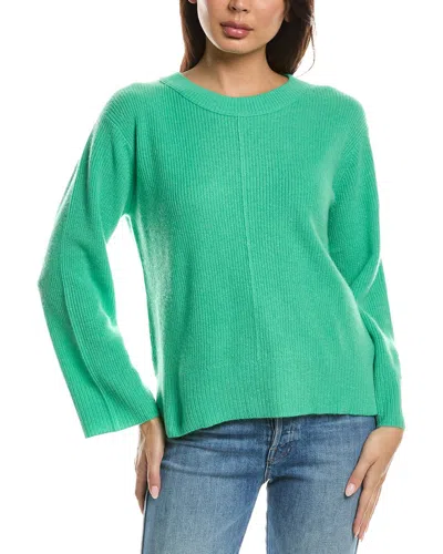 Forte Cashmere Rib Easy Crewneck Cashmere Sweater In Green