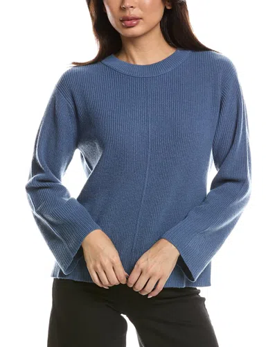Forte Cashmere Rib Easy Crewneck Cashmere Sweater In Blue